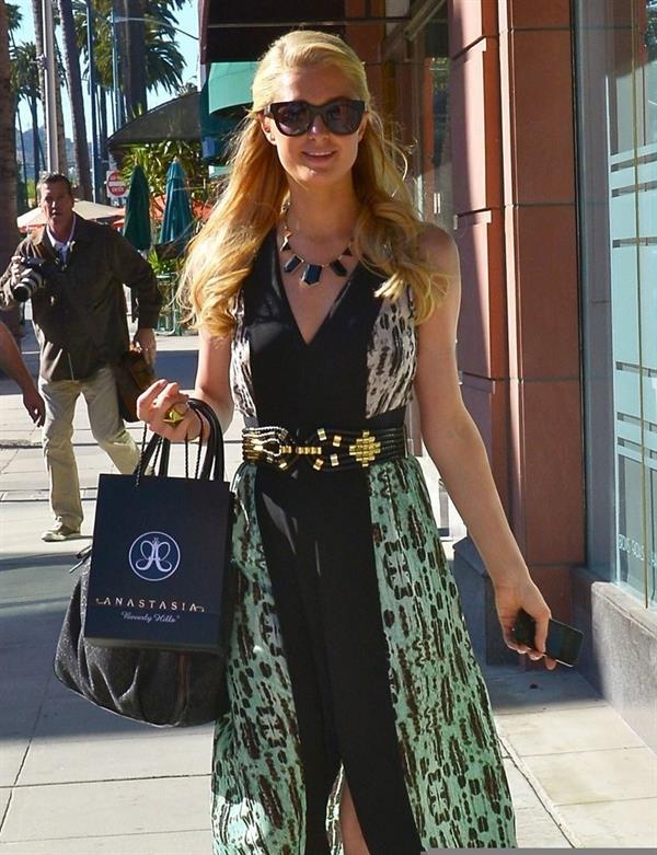 Paris Hilton stops by Anastasia Spa in Beverly Hills, California April 10, 2013 