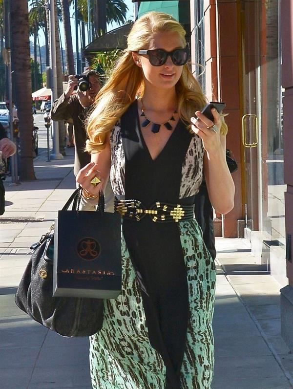 Paris Hilton stops by Anastasia Spa in Beverly Hills, California April 10, 2013 