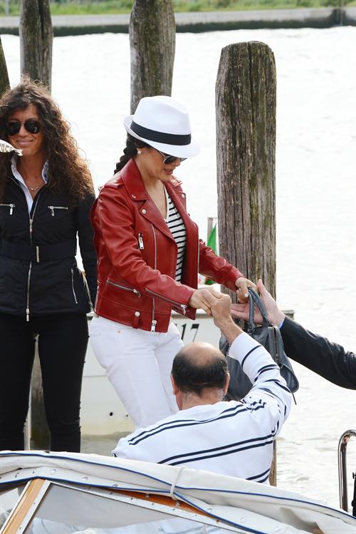 Salma Hayek - Touches down with her husband Francois-Henri Pinault at Marco Polo Airport in Venice (28.05.2013) 