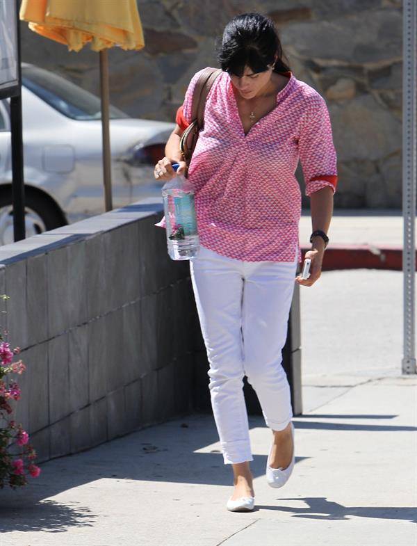 Selma Blair in red and white in Beverly Hills August 24, 2012