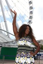 Serena Williams poses for a Photograph at the Wheel of Brisbane in South Bank December 31, 2012 