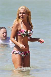 Tulisa Contostavlos in a bikini on the beach in Honolulu July 31, 2012