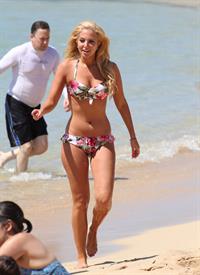Tulisa Contostavlos in a bikini on the beach in Honolulu July 31, 2012