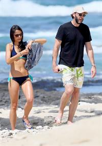 Jordana Brewster in a black bikini in Hawaii, August 30, 2014