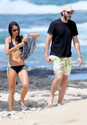 Jordana Brewster in a black bikini in Hawaii, August 30, 2014