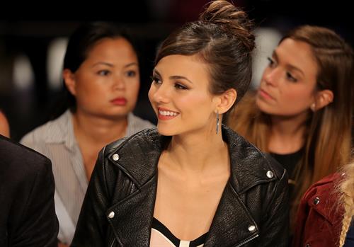 Victoria Justice at the Rebecca Minkoff fashion show during Mercedes-Benz Fashion Week Spring 2015 on September 5, 2014