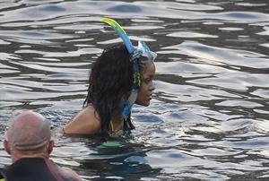 Rihanna enjoying a break on a yacht in Ponza August 29, 2014