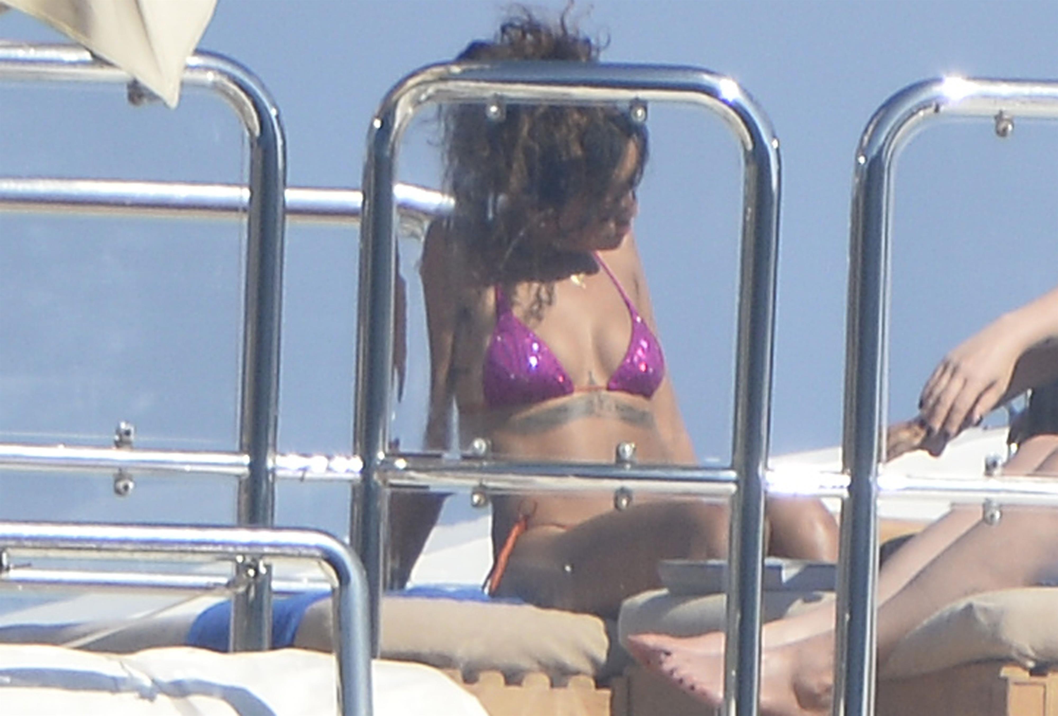 Rihanna enjoying a break on a yacht in Ponza August 29, 2014