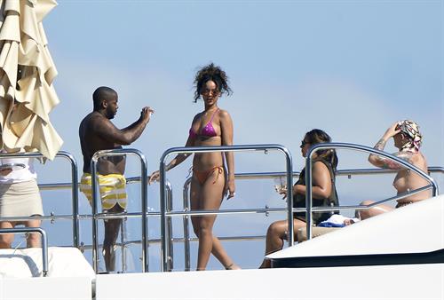 Rihanna Bikini Pictures Rihanna enjoying a break on a yacht in Ponza August 29, 2014
