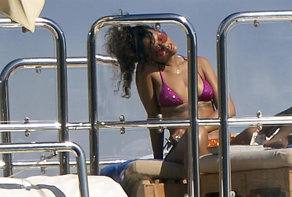 Rihanna enjoying a break on a yacht in Ponza August 29, 2014