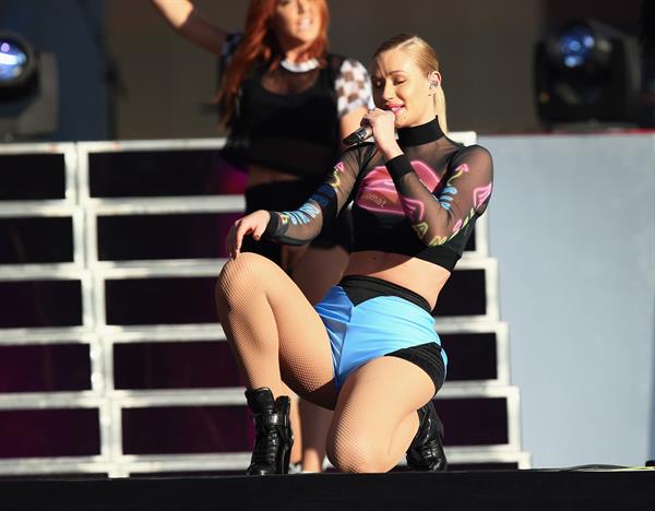 Iggy Azalea and Rita Ora performing almost kissing at the 2014 Budweiser Made in America Festival in Los Angeles, August 30, 2014