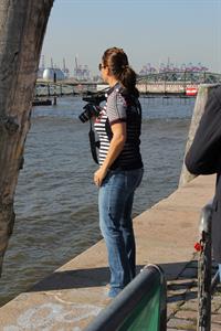 Katarina Witt at the oldtimer car rally Hamburg-Berlin-Klassik August 30, 2014