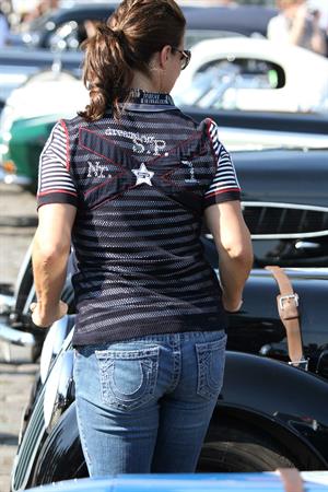Katarina Witt at the oldtimer car rally Hamburg-Berlin-Klassik August 30, 2014