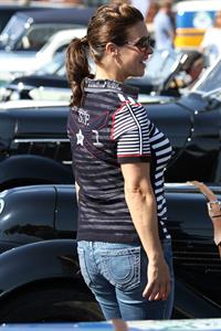 Katarina Witt at the oldtimer car rally Hamburg-Berlin-Klassik August 30, 2014