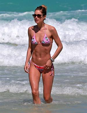 Doutzen Kroes enjoys a day on the beach in Miami Beach, FL on April 28, 2013