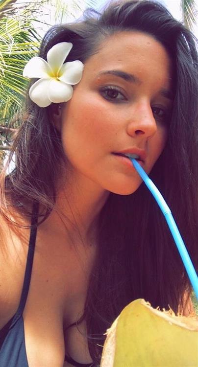 Rhiannon Fish in a bikini taking a selfie