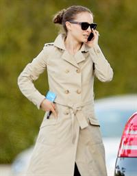 Natalie Portman heads to a meeting in her trench coat at an office in Century City January 17, 2013 
