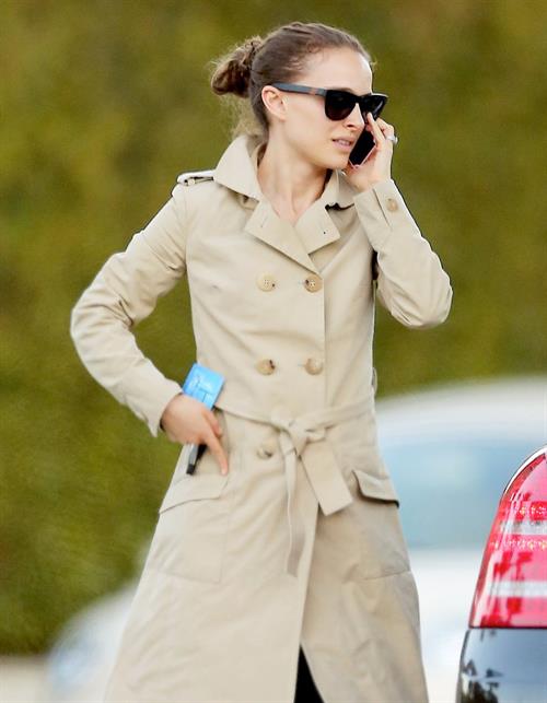 Natalie Portman heads to a meeting in her trench coat at an office in Century City January 17, 2013 