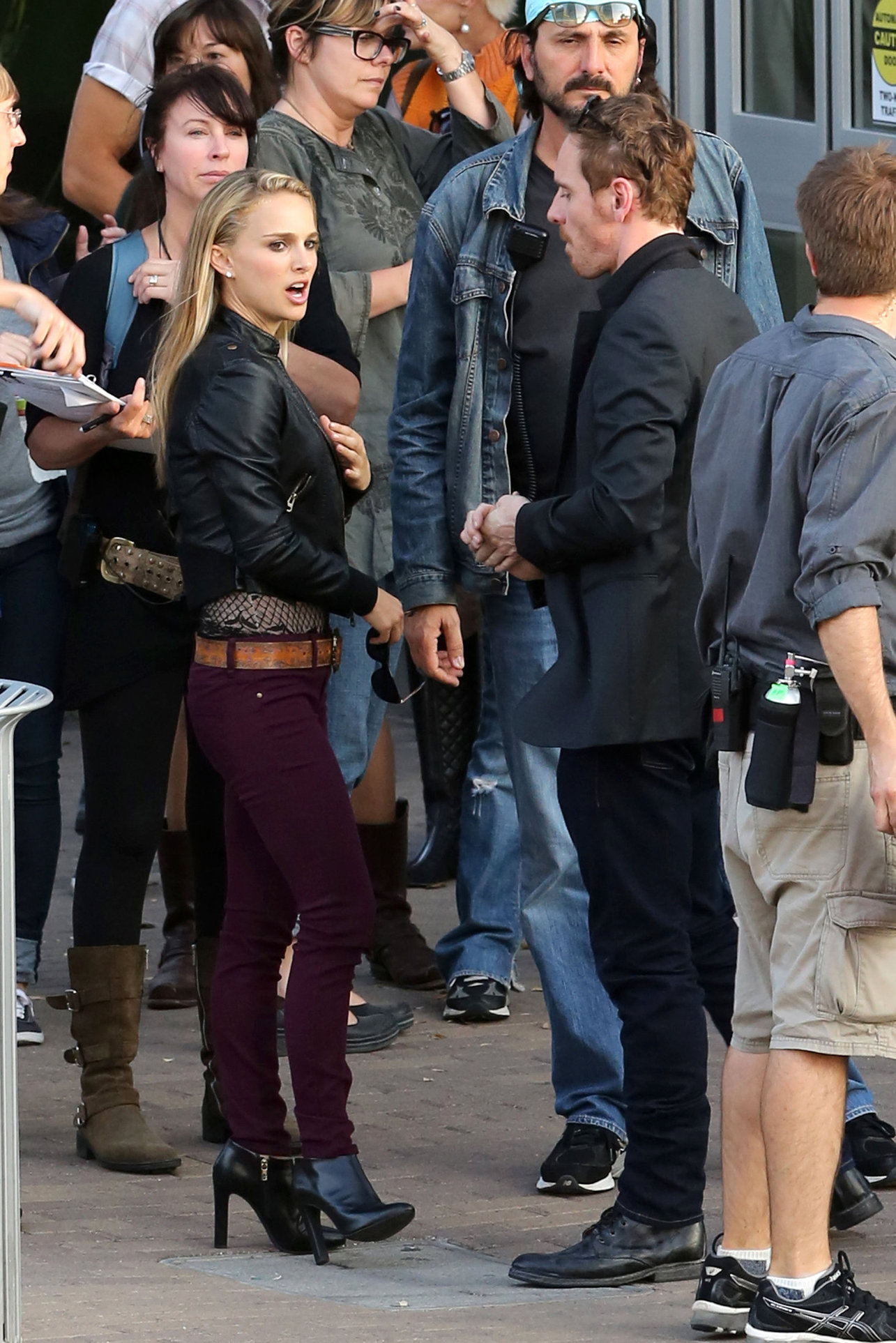 Natalie Portman on the set of a Terrence Malick film in Austin 10/20/12 