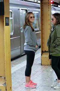 Minka Kelly New York City subway platform 4/5/2012 