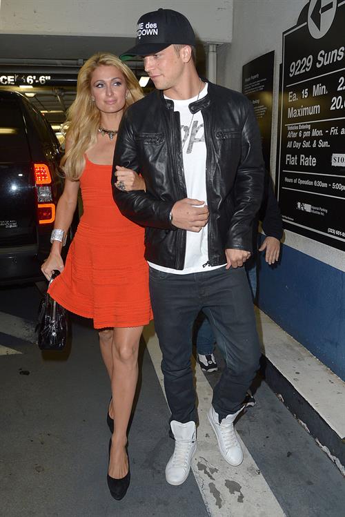 Paris Hilton enjoys a night out with her boyfriend in Beverly Hills on June 6, 2013