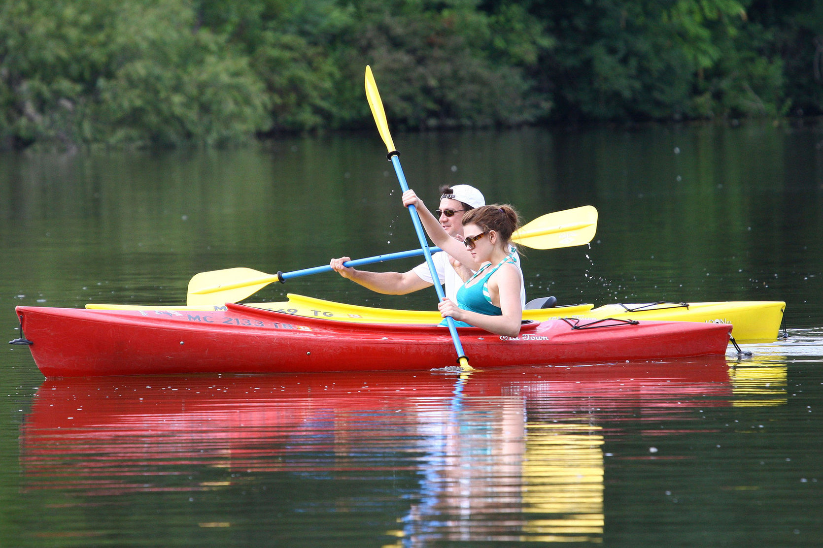 Aimee Teegarden kayaking in Ann Arbor on July 29, 2011 