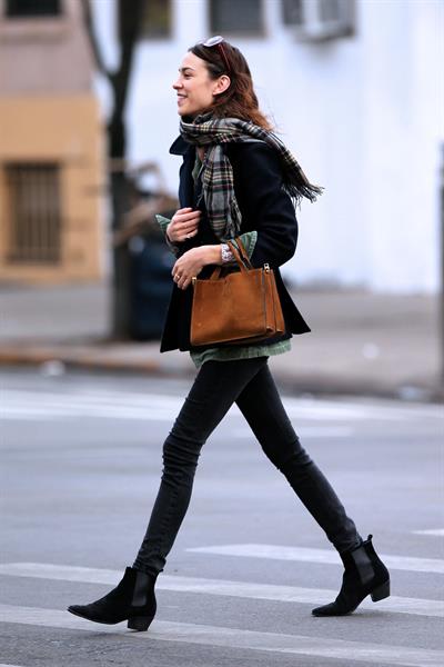 Alexa Chung Peels restaurant in the East Village in NYC, December 20, 2013