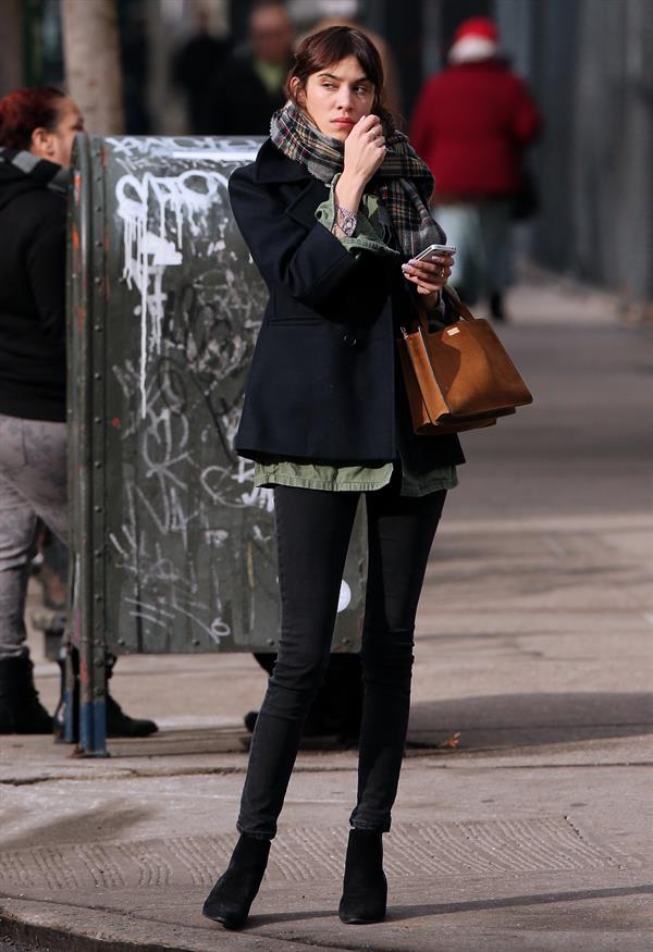 Alexa Chung Peels restaurant in the East Village in NYC, December 20, 2013