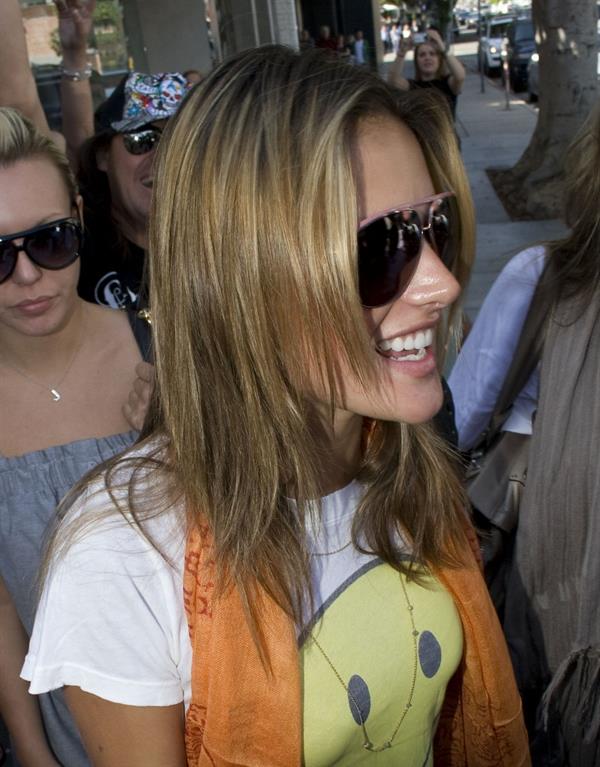 Alessandra Ambrosio Beverly Hills candids in a smiley shirt