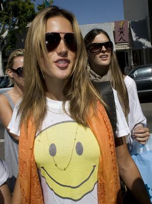 Alessandra Ambrosio Beverly Hills candids in a smiley shirt