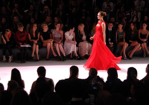 Alexis Bledel Monique Lhuillier Spring 2011 fashion show on September 13, 2010