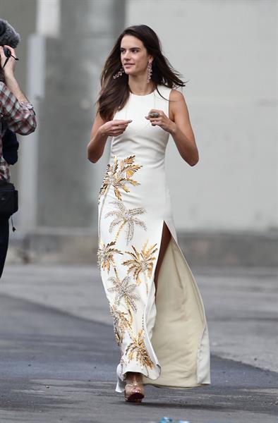 Alessandra Ambrosio on the set of a photo shoot for 'Harpers Bazaar' in Los Angeles on February 27, 2014