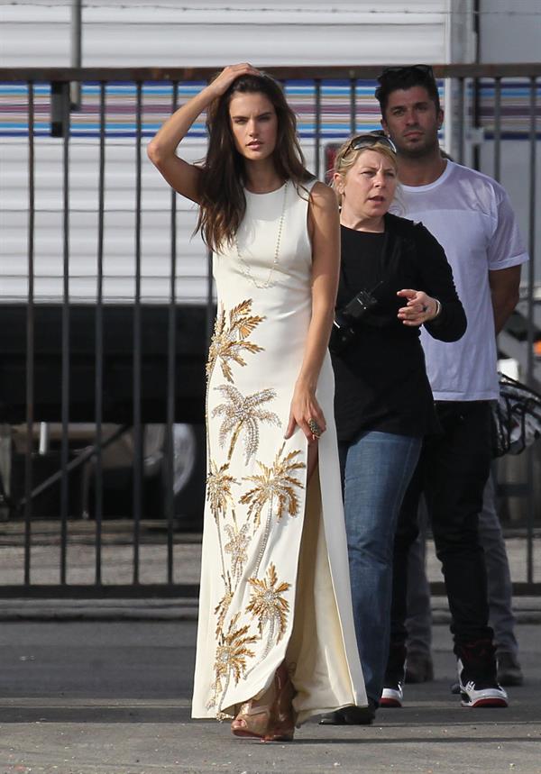 Alessandra Ambrosio on the set of a photo shoot for 'Harpers Bazaar' in Los Angeles on February 27, 2014