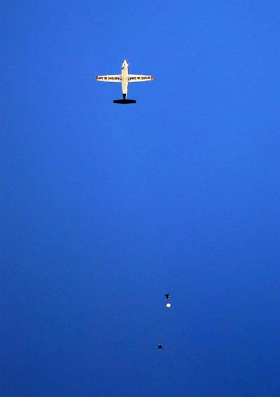 AnnaLynne McCord skydives from 18,000 feet at a charity event, Lompoc August 16, 2014