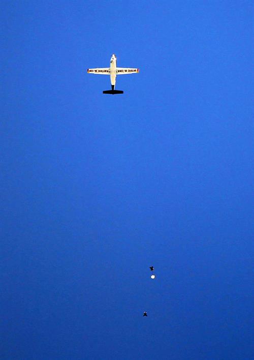 AnnaLynne McCord skydives from 18,000 feet at a charity event, Lompoc August 16, 2014