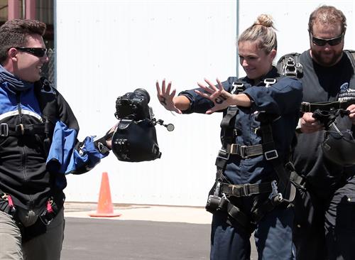 AnnaLynne McCord skydives from 18,000 feet at a charity event, Lompoc August 16, 2014