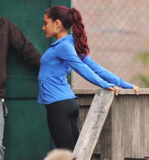 Ariana Grande In Tights On Set of 'Swindle' in Vancouver (10/11/12) 