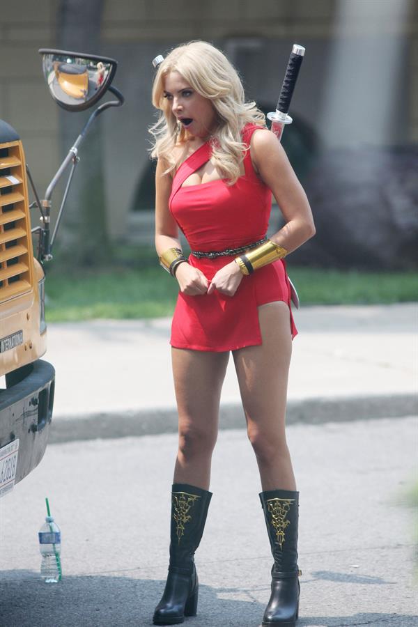 Ashley Benson on the set of Pixels in Toronto on August 7, 2014