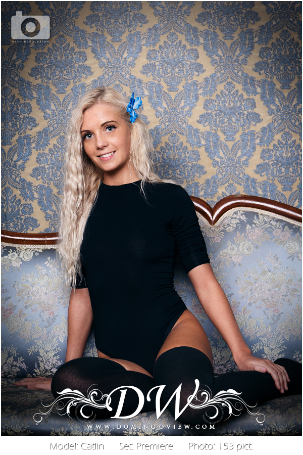 Cute blonde Catlin showing her pussy