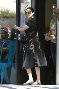 Dita Von Teese grabs breakfast at Stamp restaurant July 30, 2014