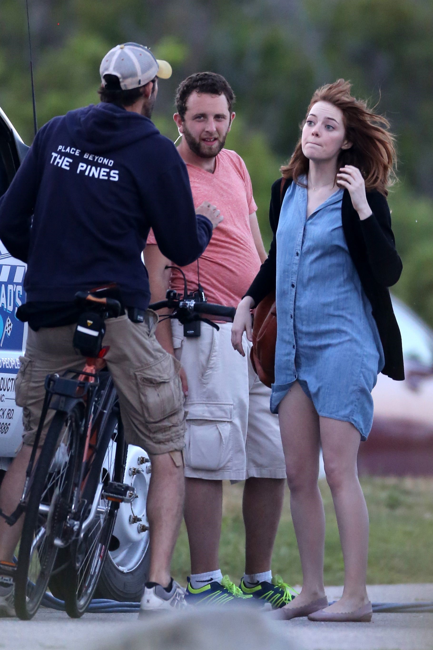 Emma Stone on the set of an untitled Woody Allen project in Newport July 28, 2014