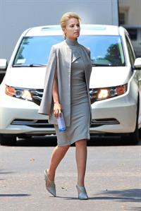 Dianna Agron wearing grey on the set of  Headlock  on July 29, 2014