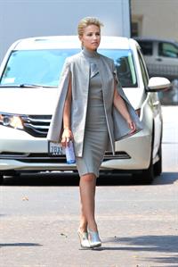 Dianna Agron wearing grey on the set of  Headlock  on July 29, 2014