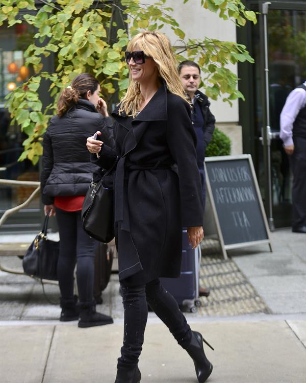 Heidi Klum leaves her hotel in New York City on November 1, 2013