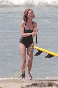 Helen Hunt wearing a swimsuit on the set of 'Ride' in LA August 5, 2013 