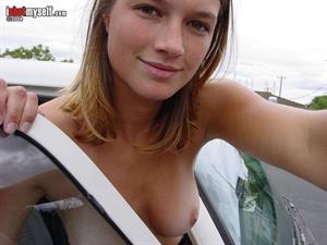 Amateur Brunette Violeta with Nice Tits in Car