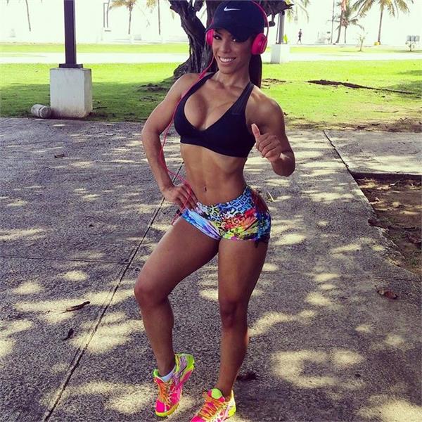 Yarishna Ayala Otero in a bikini taking a selfie