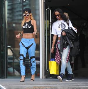 Rihanna arrives, an hour late, at her concert at the Manchester Arena on July 16, 2013