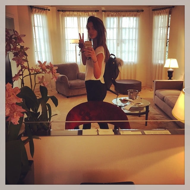 Lily Aldridge taking a selfie