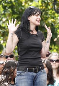 Pauley Perrette on the set of Extra in LA 5/28/13 